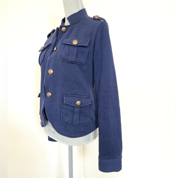 Aqua Military Style Navy Blue Fitted Blazer Jacket Size Medium - Picture 8 of 16